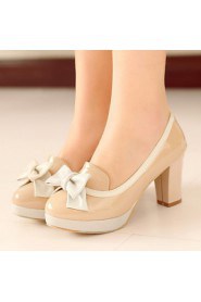 Women's Shoes Chunky Heel/Platform/Round Toe Heels Office & Career/Dress Black/White/Almond