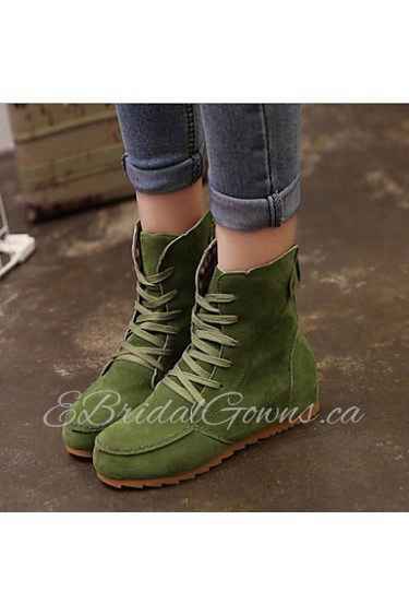 Women's Shoes Faux Wedge Heel Bootie/Comfort Boots Casual Black/Green/Red/Khaki