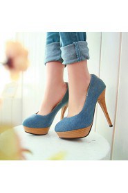 Women's Shoes Denim Stiletto Heel Heels / Platform / Round Toe Heels Office & Career / Dress / Casual Blue / Royal
