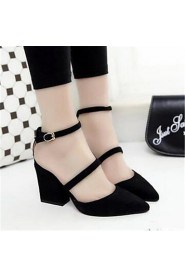 Women's Shoes Chunky Heel Pointed Toe Sandals Dress / Casual Black / Gray