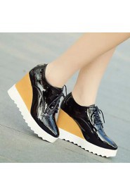 Women's Shoes British Wedge Heel Round Toe All Match Oxfords Casual