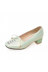 Women's Shoes Leatherette Chunky Heel Heels Heels Outdoor / Office & Career / Dress Blue / Green / Pink / White / Gray