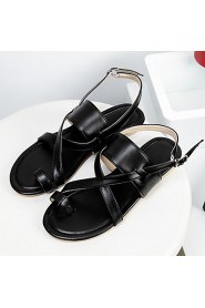 Women's Shoes Leatherette Flat Heel Toe Ring Sandals Office & Career / Party & Evening / Casual