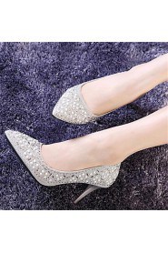 Women's Shoes Leatherette Stiletto Heel Heels Heels Wedding / Party & Evening Silver / Gold