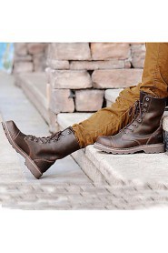 Women's Shoes Leather / Glitter Flat Heel Riding Boots / Work & Safety Boots Outdoor / Casual Black / Brown