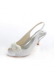 Women's Shoes Stretch Satin Stiletto Heel Heels / Peep Toe Sandals Wedding / Dress / Party & Evening White