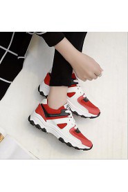 Women's Shoes Split Joint Canvas / Patent Leather Platform Comfort / Round Toe Fashion Sneakers Outdoor / Athletic