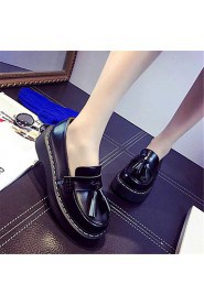 Women's Shoes Leatherette Platform Comfort Loafers Outdoor / Casual Black