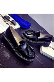 Women's Shoes Leatherette Platform Comfort Loafers Outdoor / Casual Black