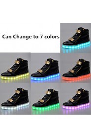 Women's Shoes Leather Flat Heel Comfort / Round Toe Fashion Sneakers Outdoor / Casual / Party & Evening Black / White