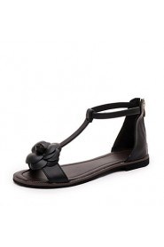 Women's Shoes Leatherette Flat Heel Comfort Sandals Dress / Casual Black / White