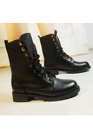 Women's Shoes Combat Boots Round Toe Low Heel Mid-Calf Boots