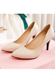 Women's Shoes Leatherette Stiletto Heel Heels Heels Office & Career / Dress / Casual Black / White / Beige