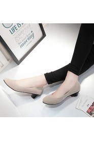 Women's Shoes Leatherette Chunky Heel Heels / Round Toe Heels Outdoor / Office & Career / Casual Black / Blue