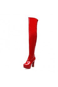 Women's Shoes Patent Leather Chunky Heel Platform/Fashion Boots Boots Dress/Casual Black/Red/White