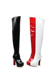 Women's Shoes Patent Leather Chunky Heel Platform/Fashion Boots Boots Dress/Casual Black/Red/White
