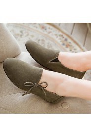 Women's Shoes Flat Heel Round Toe Flats Outdoor / Dress / Casual Black / Dark Green / Almond
