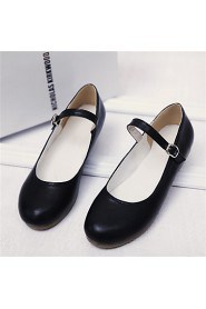 Women's Shoes Flat Heel Mary Jane / Round Toe Flats Outdoor / Dress / Casual Black / Pink / White / Almond