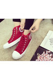 Women's Shoes Fabric Flat Heel Round Toe Athletic Shoes Outdoor / Casual / Athletic Black / Blue / Red / White
