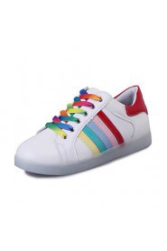 Women's Shoes Leatherette Flat Heel Round Toe Fashion Sneakers Outdoor / Athletic / Casual White