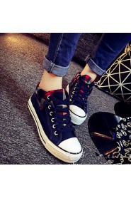 Women's Shoes Plaid Canvas Flat Heel Round Toe Student Fashion Sneakers Outdoor / Casual