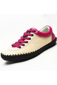 Women's Shoes Leather Flat Heel Comfort Oxfords Casual Black / Fuchsia / Beige