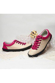 Women's Shoes Leather Flat Heel Comfort Oxfords Casual Black / Fuchsia / Beige