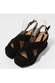 Women's Shoes Wedge Heel Heels / Platform / Slingback / Open Toe Sandals Dress / Casual Black / Brown / Gray