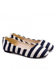 Women's Shoes Spring New Flat Heel Round Toe Comfort Stripe Flats Casual Black/Blue/Red