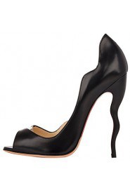 Women's Shoes Leatherette Stiletto Heel Heels / Peep Toe Heels Wedding / Party & Evening / Dress Black