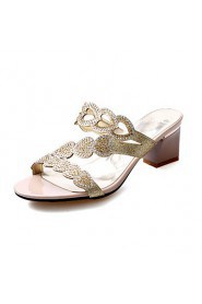Women's Shoes Glitter Chunky Heel Comfort Sandals Wedding / Party & Evening / Dress / Casual Blue / Green / Almond