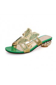 Women's Shoes Glitter Chunky Heel Comfort Sandals Wedding / Party & Evening / Dress / Casual Black / Green