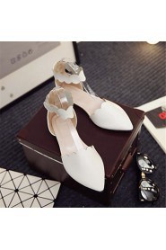 Women's Shoes Leatherette Flat Heel Comfort Flats Outdoor / Dress / Casual Black / White / Silver
