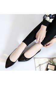 Women's Shoes Flat Heel Ballerina / Pointed Toe / Closed Toe Flats Dress Black / Silver