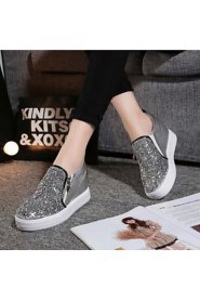 Women's Shoes New Wedge Heel Round Toe Fashion Sneakers with Zipper