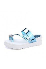 Women's Shoes Wedge Heel Peep Toe / Platform / Slippers Sandals Outdoor / Dress / Casual Blue / Pink / Silver / Gold