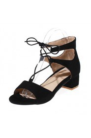 Women's Shoes Fleece Chunky Heel Comfort Sandals Party & Evening / Dress / Casual Black / Brown / Red