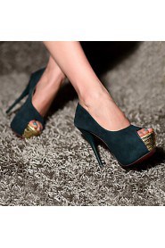 Leatherette Stiletto Heel Heels / Peep Toe Sandals Outdoor / Office & Career / Casual Black / Blue / Pink / Dark Green
