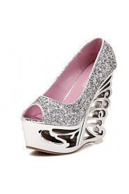 Women's Shoes Peep Toe Wedge Heel Pumps with Sequin Shoes More Colors available