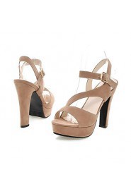 Women's Shoes Velvet Chunky Heel Heels / Platform Sandals Office & Career / Dress / Casual Black / Red / Almond