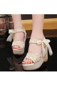 Fashion Women's Shoes Lace/Fabric Platform Heels/Peep Toe Sandals Office & Career/Dress/Casual Multicolor