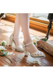 Women's Shoes Heel Heels / Round Toe Sandals / Heels Outdoor / Dress / Casual Blue / Pink / Beige/F-10