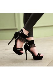 Women's Shoes Heel Heels / Peep Toe / Platform Sandals / Heels Party & Evening / Dress / Casual Black / Red/810-1