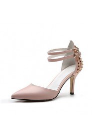 Women's Shoes Leather / Leatherette Stiletto Heel Pointed Toe Heels Dress / Casual Black / Pink