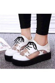 Women's Shoes Leatherette Platform Comfort Fashion Sneakers Outdoor / Casual Black / White