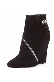 Women's Shoes Fleece Wedge Heel Bootie Boots Office & Career / Party & Evening / Dress Black