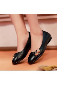Women's Shoes Leatherette Flat Heel Round Toe Flats Outdoor / Office & Career / Casual Black / Green / Red / White