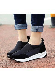 Women's Shoes Canvas Flat Heel Comfort Loafers Outdoor / Athletic Black / Red