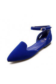 Women's Shoes Fleece Low Heel Round Toe / Closed Toe Flats Office & Career / Dress / Casual Black / Blue / Red