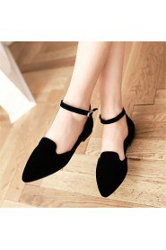 Women's Shoes Fleece Low Heel Round Toe / Closed Toe Flats Office & Career / Dress / Casual Black / Blue / Red